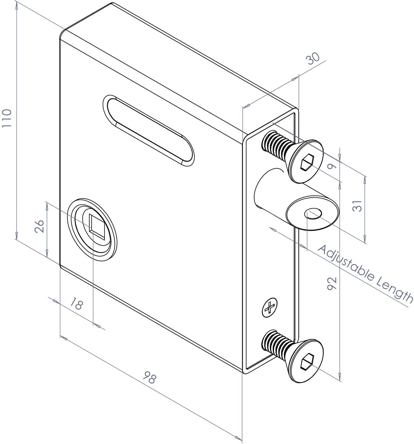 Bolt-on latch 10-30 mm gates - modern handle - ASD Trade Direct