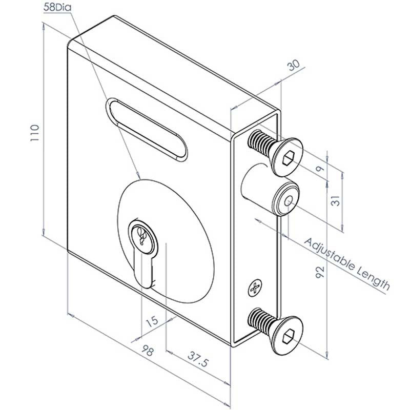bolt-on deadlock - no handle 40-60 mm gates - ASD Trade Direct