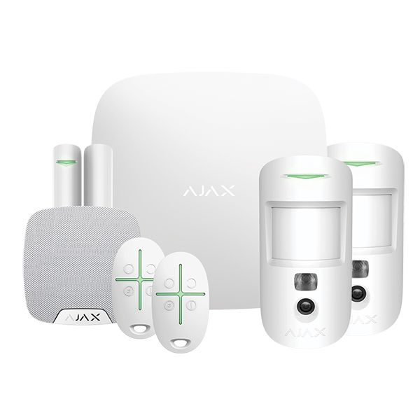 Ajax: Kit 2 Cam Apartment with keyfobs (8PD) white - ASD Trade Direct