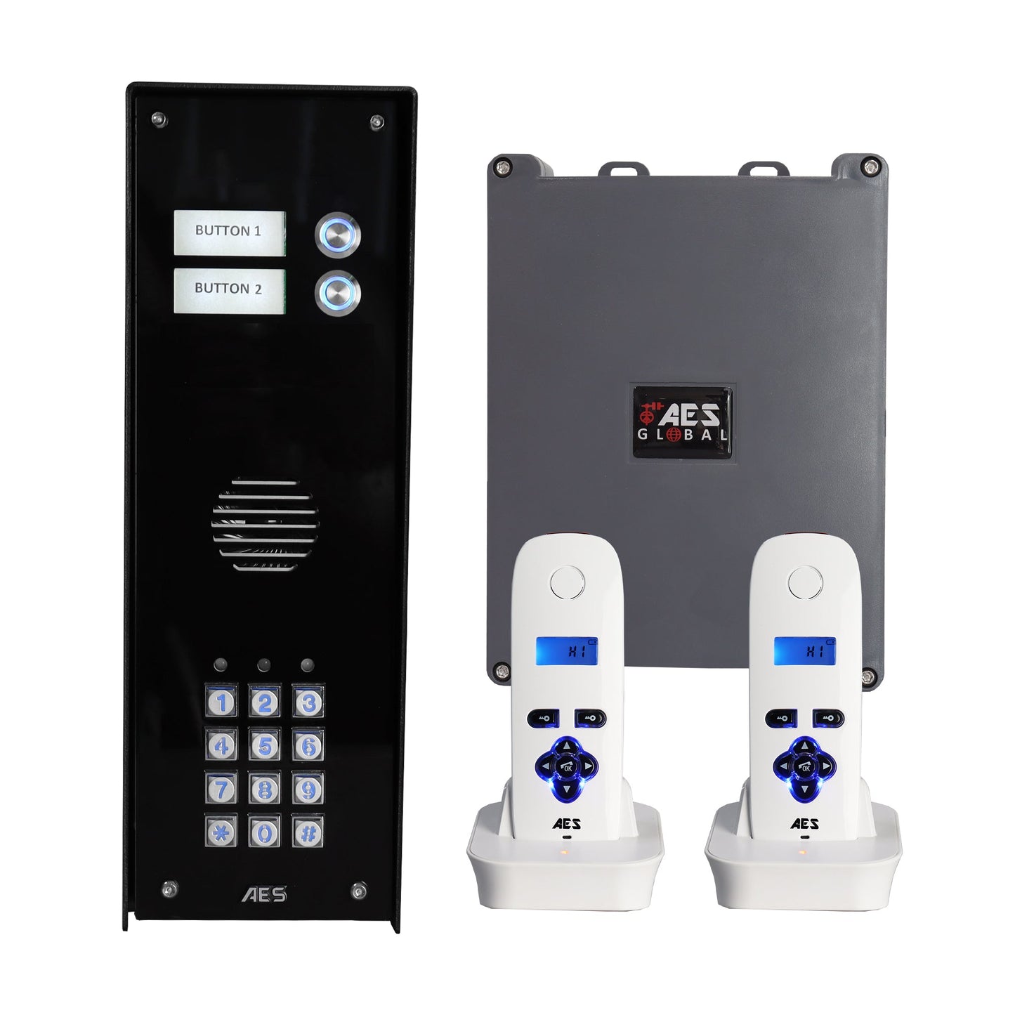 AES: 703 DECT 2 button kit with 2 handsets (keypad) - ASD Trade Direct