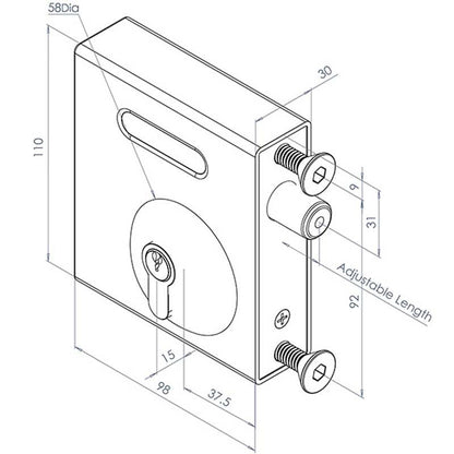bolt-on deadlock - no handle 40-60 mm gates - ASD Trade Direct
