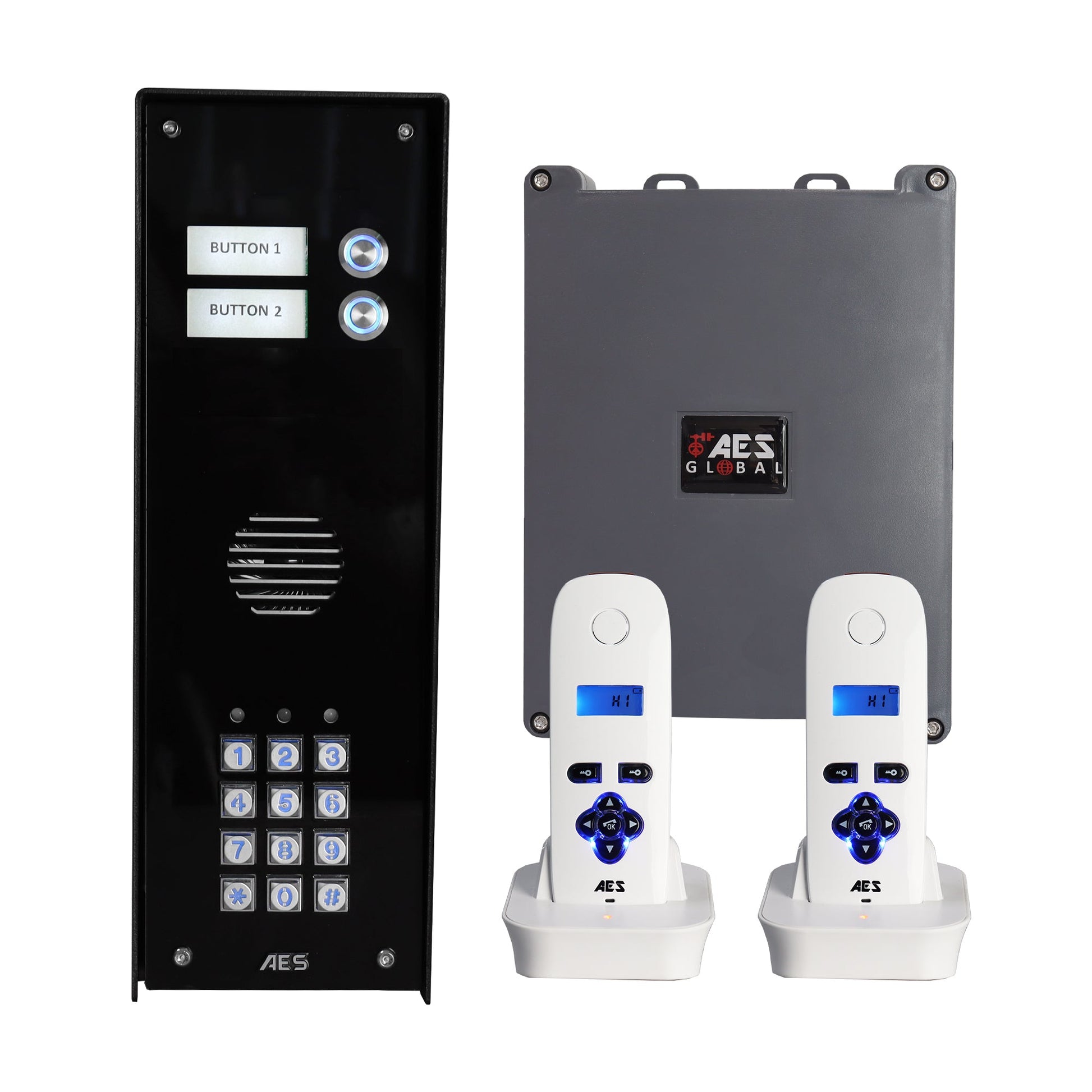 AES: 703 DECT 2 button kit with 2 handsets (keypad) - ASD Trade Direct