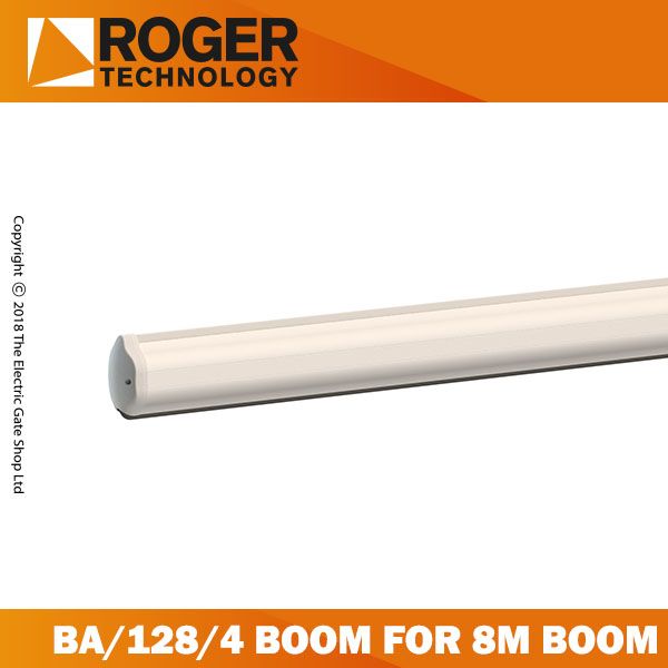 Roger BA/128/4: 4M Elliptical boom for BIONIK8 barrier with LED cover profile and impact resistant rubber profile - ASD Trade Direct