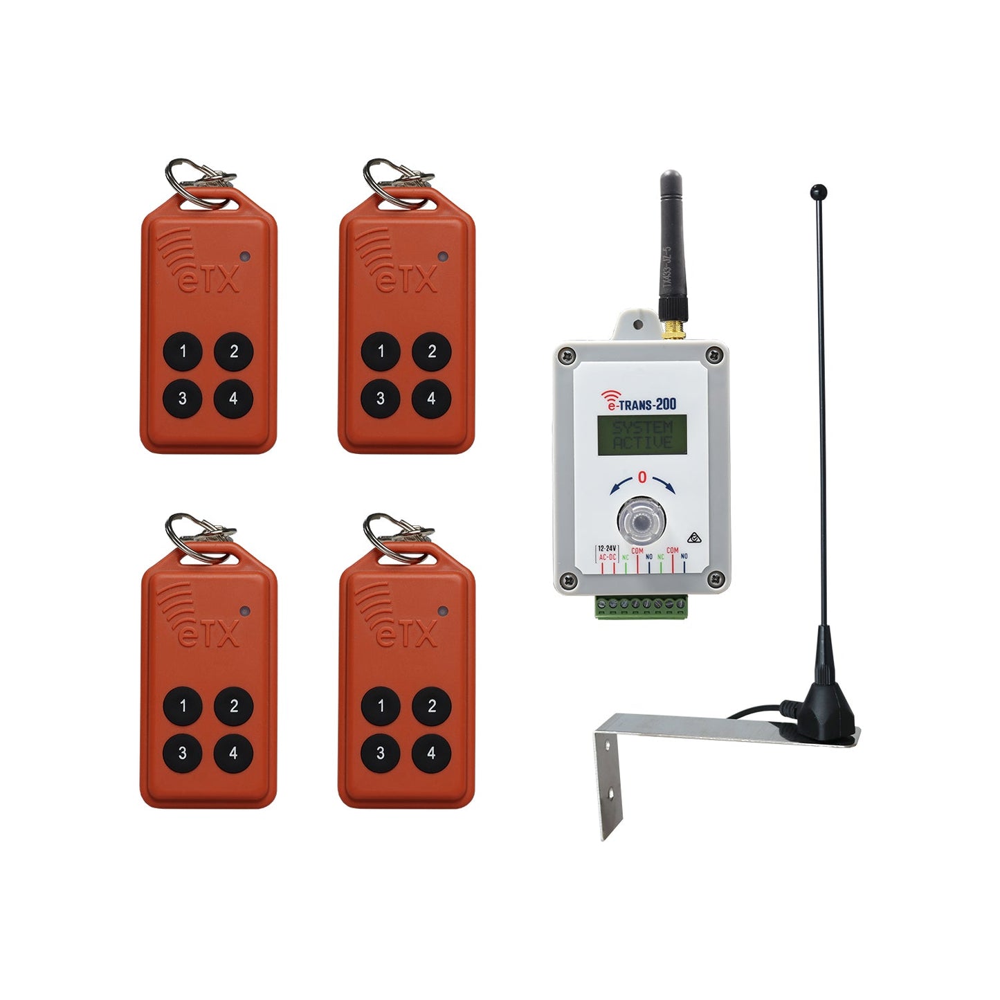 Long range remote system with 12 dBI antenna covering 350M line of sight & 4x E-TX - ASD Trade Direct